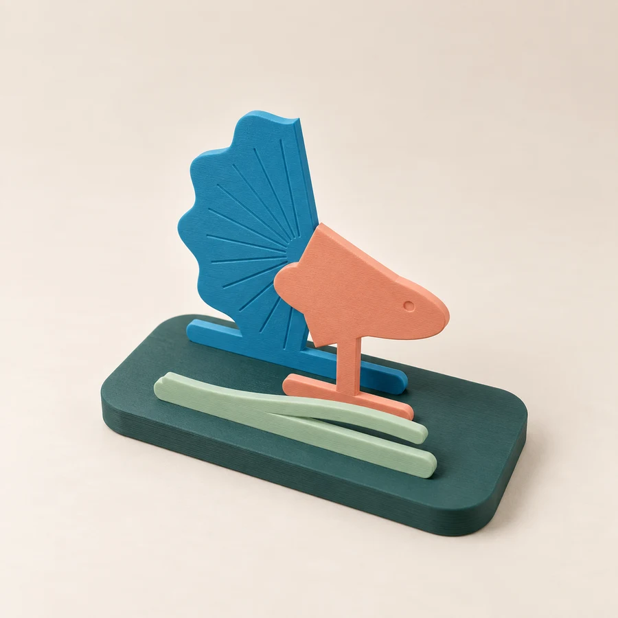 Layered FishSnap Betta display, a small object with carefully considered colour and detail